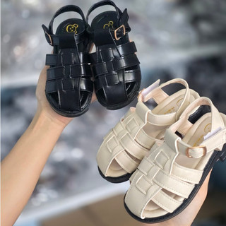 Dép dọ sandal bé gái đế đốc cao da mềm. Dép xăng đan đế cao cho bé đi học, đi chơi