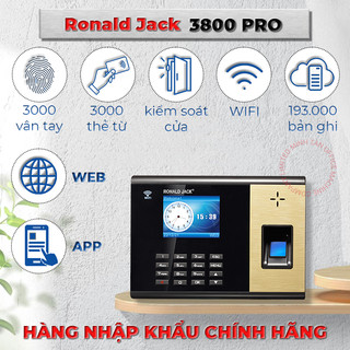 Máy chấm công Vân tay, Thẻ từ Quản lý qua Web, App điện thoại  Ronald Jack 3800 PRO