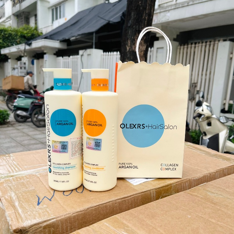 Cặp Dầu Gội Xả OLEXRS+HairSalon Collagen Chống Gãy Rụng Và Phục Hồi Tóc Hư Tổn 960ml/1chai
