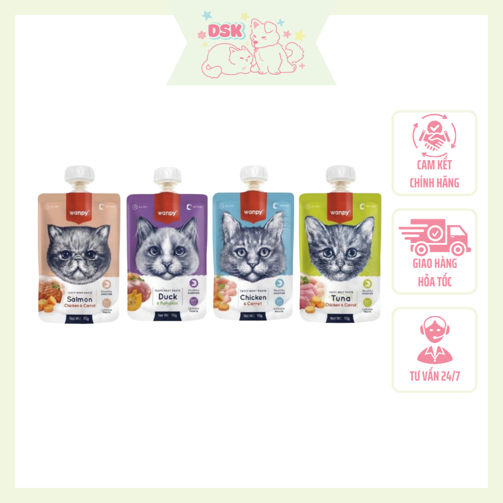 Súp Thưởng Wanpy Nắp Vặn Cho Mèo - Gói 90gr