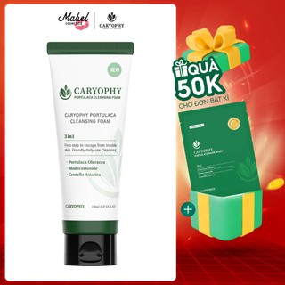 Sữa rửa mặt da dầu mụn Caryophy Portulaca Cleansing Foam Hàn Quốc ngừa mụn kiềm dầu sạch sâu 150ml
