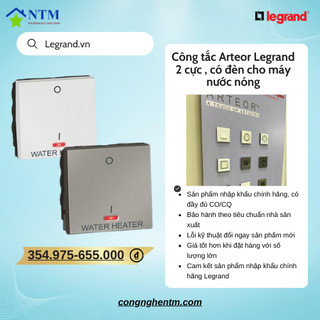 Công tắc Arteor Legrand 2 cực , có đèn cho máy nước nóng