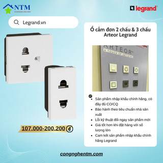 Ổ cắm đơn 2 chấu & 3 chấu Arteor Legrand