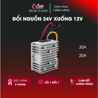 Đổi nguồn từ 24V xuống 12V dòng điện 20A, 30A dùng độ đèn xe tải, xe ô tô, bảo hành 6 tháng