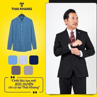Áo sơ mi nam dài tay trung niên  Thái Khang vải lụa xuất khẩu mềm mịn co dãn nhẹ AHOP22