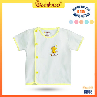 Áo sơ sinh BABIBOO áo bác sĩ viền màu tay ngắn vải cotton mềm mại- BB05