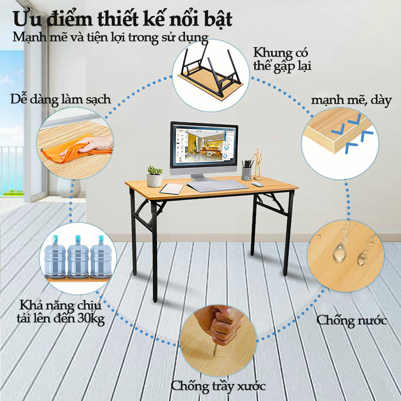 ALOVE Bàn làm việc (Đã lắp sẵn ) xếp gọn tiện lợi cho văn phòng học tập làm việc bàn ăn cứng cáp mới | BigBuy360 - bigbuy360.vn