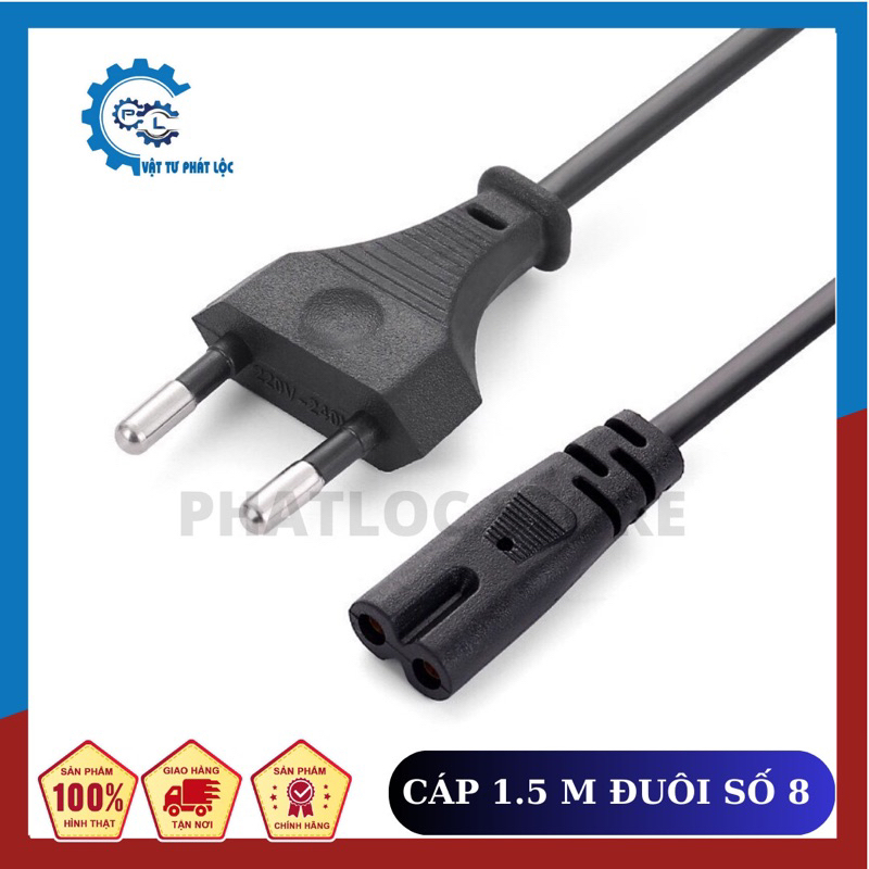 Dây nguồn AC đuôi số 8 (phích cắm tiêu chuẩn Châu Âu) dây 1.5M Mã N2