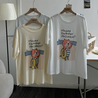 Áo phông nữ chữ ngực happy summer holiday A6240649, chữ ngực hello hi hey A6240650, hình con mèo A6240652 