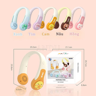Quạt Đeo Cổ Không Cánh Mini MEGUN Cute Sạc Tích Điện USB 3 Cấp Độ Gió Siêu Mát