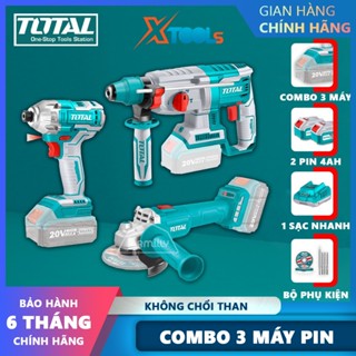 Combo 5 món TOTAL INGCO gồm máy khoan đục bê tông máy mài góc, máy siết vít kèm 2 pin 1 sạc dùng pin