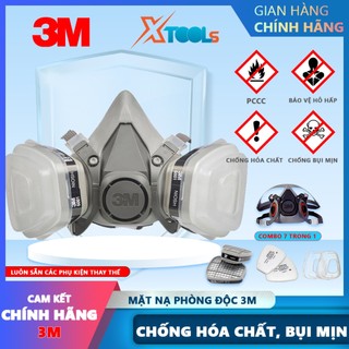 Mặt nạ phòng độc 3m 6200-6001-5n11-501 mặt nạ chống bụi, chống độc, dùng phun sơn, phun thuốc