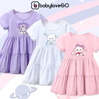 Váy babydoll cho bé gái BabyloveGO, đầm bé gái dễ thương in hình Rabbit cute độc đáo