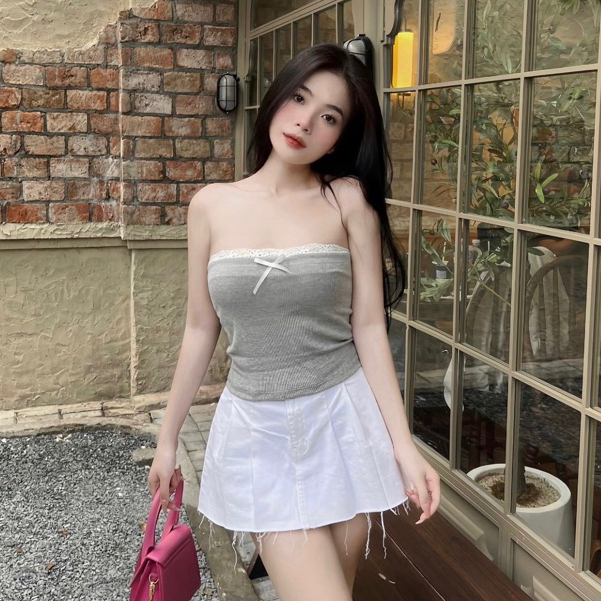 Áo ống tube nữ Beyo áo quây viền ren đính nơ chất thun gân co giãn mềm mại ôm body tạo cảm giác thoải mái khi mặc T057 | BigBuy360 - bigbuy360.vn