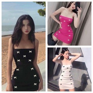 Đầm hai dây thun borip body bản to ls