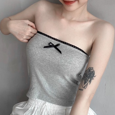 Áo ống tube nữ Beyo áo quây viền ren đính nơ chất thun gân co giãn mềm mại ôm body tạo cảm giác thoải mái khi mặc T057 | BigBuy360 - bigbuy360.vn