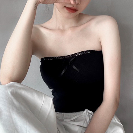 Áo ống tube nữ Beyo áo quây viền ren đính nơ chất thun gân co giãn mềm mại ôm body tạo cảm giác thoải mái khi mặc T057 | BigBuy360 - bigbuy360.vn