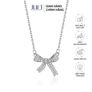 Dây chuyền bạc Nữ JULI nơ tiểu thư(chính hãng) đính kim cương sáng lấp lánh từ Ý - | VC42 JULI