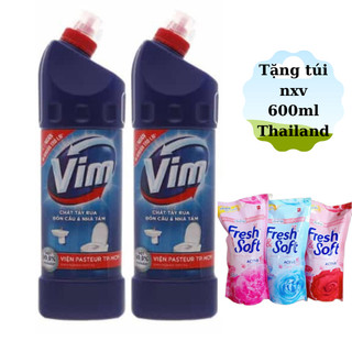 COMBO 2 Chai Vim tẩy Bồn cầu 880ml TẶNG túi 600ml nước xả vải Thái lan