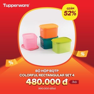 Bộ Hộp Tupperware Colorful Rectangular set 4 hộp