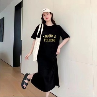 Váy thun ngắn tay dành cho nữ mùa hè mỏng kiểu Mỹ retro lười in chữ kèm con hổ nhỏ TTDSA0222