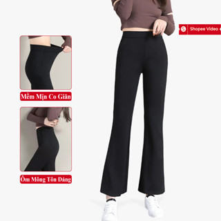 Quần Dài Ống Loe Cạp Cao Nữ Madela Mẫu Co Giãn Ôm Mông, Quần Legging Dài Ống Loe Nâng Mông Nữ QOL06