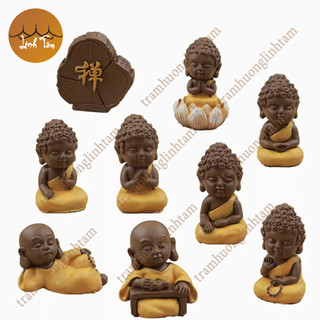 Bộ tượng phật gốm Đại Cát đồ trang trí xe hơi tiểu cảnh tượng phật mini phong thủy