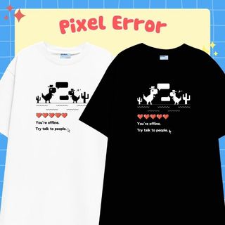 Áo thun khủng long pixel error vải cotton oversize tay lỡ form rộng