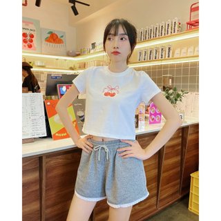 Áo croptop/babytee in hình trái cherry | PINA TOP | SECODEE