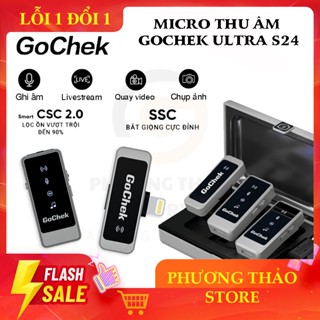 Mic Thu Âm Không Dây Gochek Ultra S24 - Tích Hợp Hai Đầu Chuyển Type C Và Lainning Trong Cùng Một Hộp Mic - Lọc Tiếng Ồn