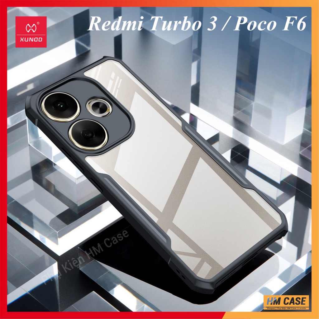 Ốp lưng XUNDD Redmi Turbo 3 / POCO F6, Mặt lưng trong suốt, Viền TPU, Chống sốc 4 góc sang trọng
