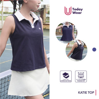Áo polo thể thao nữ Katie Top Today U Wear sát nách thấm hút mồ hôi chơi tennis, cầu lông