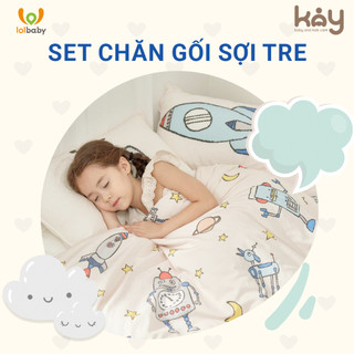 Set chăn và gối sợi tre dành cho trẻ em LOLBABY Hàn Quốc