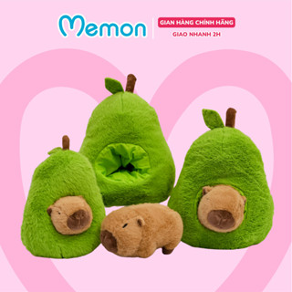 Gấu Bông Quả Bơ 2in1 Chuột Lang Capybara Memon - Thú Nhồi Bông Capybara Nâu Quả Bơ Cao Cấp Làm Quả Tặng