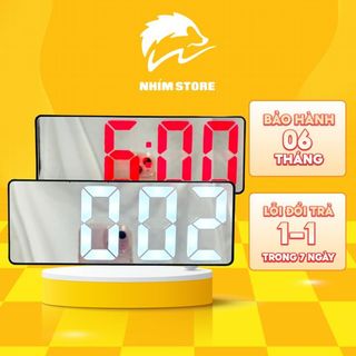 Đồng hồ báo thức màn hình LED Gương NST đồ hồ báo thức cảm biến bật đèn bằng âm thanh, có tính năng bấm giờ, đo nhiệt độ