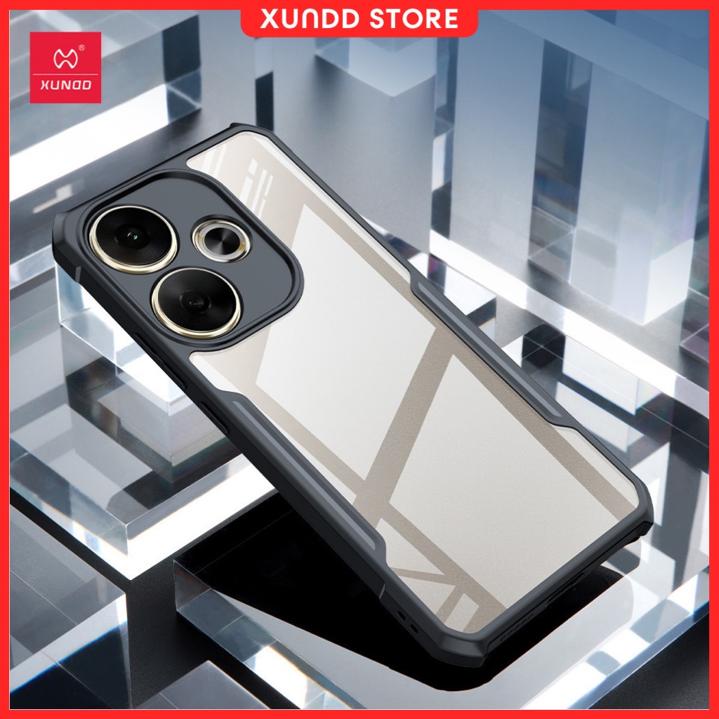 Ốp lưng Xundd Poco F6 / Redmi Turbo 3, Chống sốc 4 Góc, mặt lưng trong suốt viền TPU sang trọng