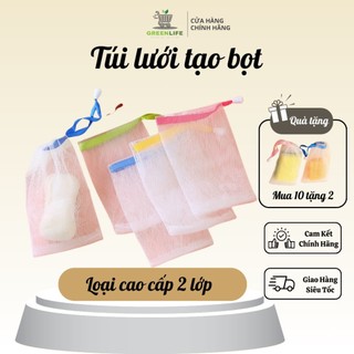 Túi lưới đựng xà phòng tạo bọt có dây rút, túi lưới tạo bọt xà bông