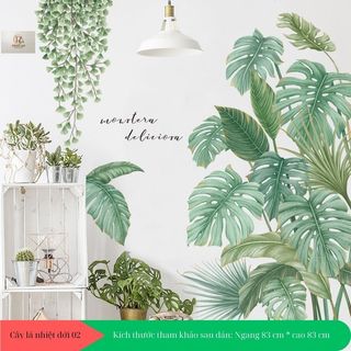Decal dán tường cây lá nhiệt đới 02 PC bắc âu