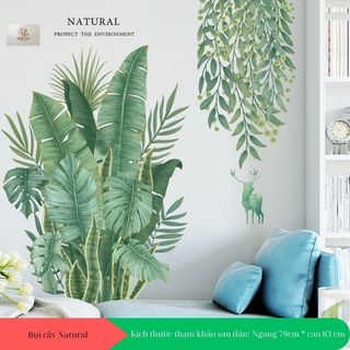 Decal dán tường bụi cây lá và tán NATURAL