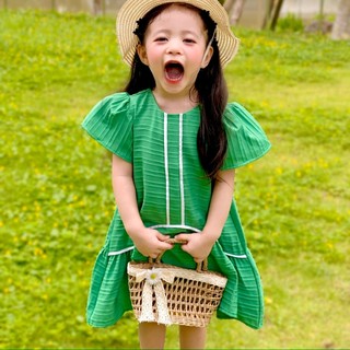 Đầm ngắn tay cổ tròn dáng xoè handykids
