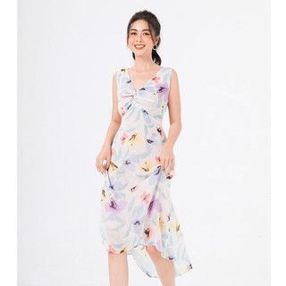 Đầm Maxi VIENNE TRAN Chiết Eo Vặn Ngực Gấu Mullet L63M20H090
