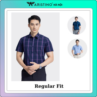 Áo sơ mi ngắn tay Aristino form regular fit suông có túi
