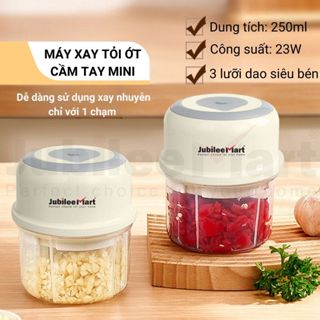 Máy Xay Tỏi Ớt Mini Cầm Tay Jubilee Mart Sạc Pin Nhỏ Gọn Dung Tích 250ml - Cao Cấp