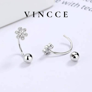  Khuyên tai bạc nữ chốt bi vặn  1 đôi  S925 VINCCE kiểu dáng hoa cúc nhí lấp lánh KT31  1 đôi  
