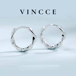 Khuyên tai bạc nam nữ S925 thương hiệu VINCCE kiểu tròn xoắn cá tính KTV33