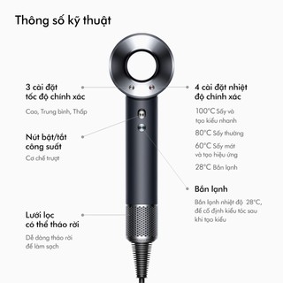 [15-17.3 SALE GIỮA THÁNG] Máy sấy tóc Dyson Supersonic ™ HD08 Lite (Đen Xám)