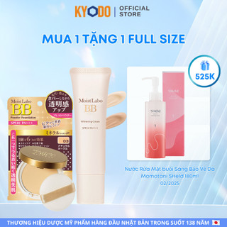 Combo Kem nền làm trắng 33g + Phấn phủ 9g Meishoku Moist - Labo Giúp Nền Mỏng Nhẹ, Đẹp Không Tì Vết