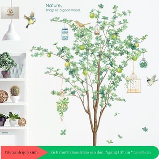 Decal dán tường cây xanh quả xinh trang trí nhà cửa PC Bắc Âu