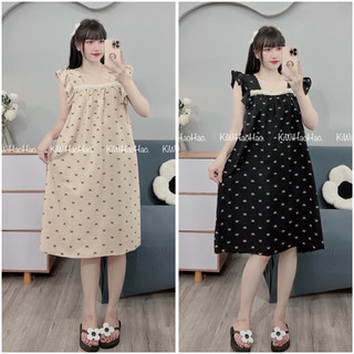 Váy Đũi Hai Dây - Cánh Tiên Hoạ Tiết Nơ