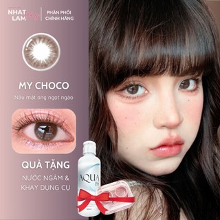 [LENS CẤP ẨM] lens My Choco Trong Veo Cho Mắt Thở - hạn 6 Tháng - DIA 14.0mm - KÍNH ÁP TRÒNG nâu tự nhiên/ Nhatlam lens